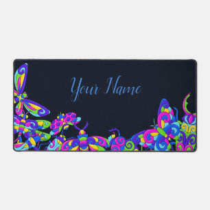 Minimalist Neon Bugs Colorful Bold Vibrant Desk Mat