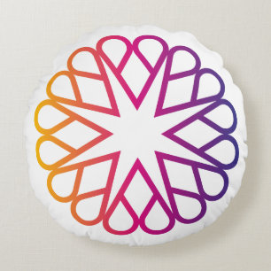 Minimalist Neon Gradient Radial Flower Photo Round Pillow