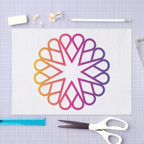 Minimalist Neon Gradient Radial Flower Tissue Paper