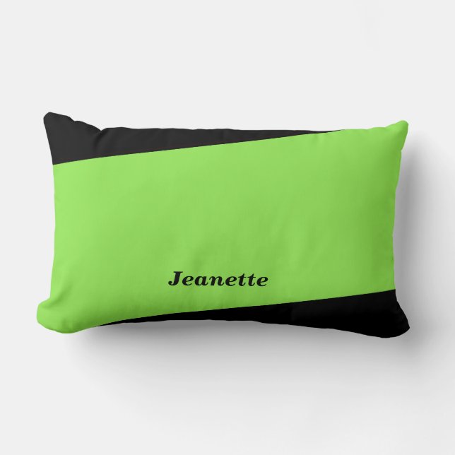 Minimalist Neon Green, Black, Name,  Lumbar Pillow (Front)