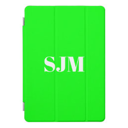 Minimalist neon green custom monogram initials iPad pro cover
