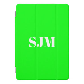 Minimalist neon green custom monogram initials iPad pro cover