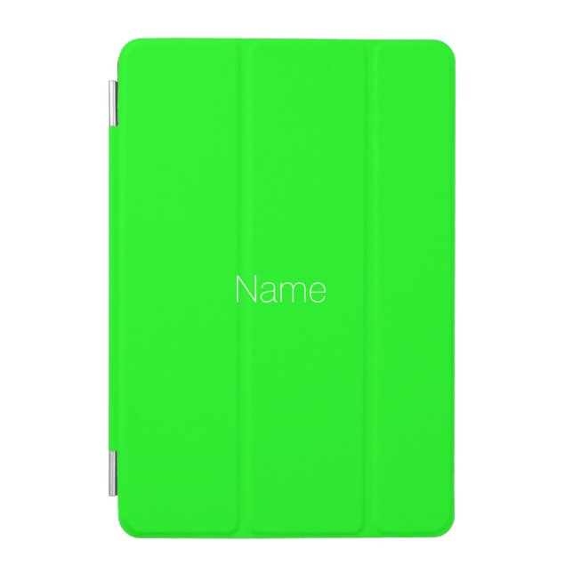 Minimalist neon green custom name monogram iPad mini cover (Front)