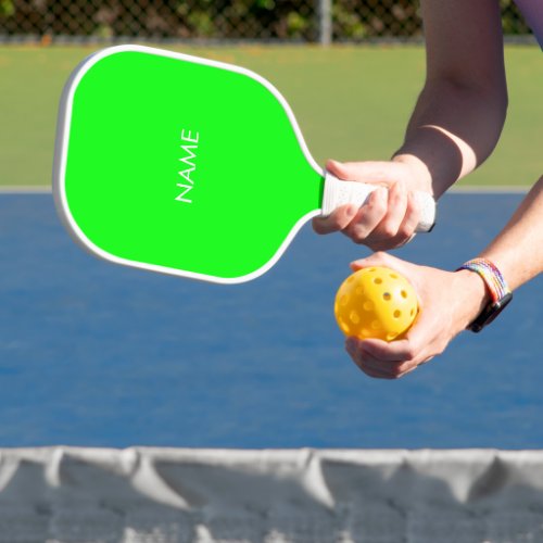 Minimalist neon green custom name text monogram pickleball paddle