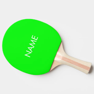 Minimalist neon green custom name text monogram ping pong paddle