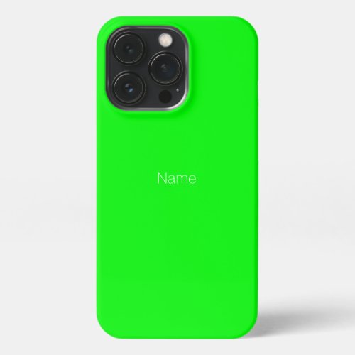 Minimalist neon green screen custom name monogram iPhone 13 pro case