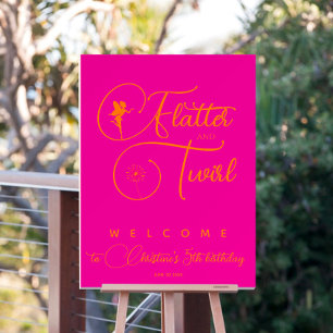 Minimalist Neon Pink Fairy Birthday Welcome Foam Board