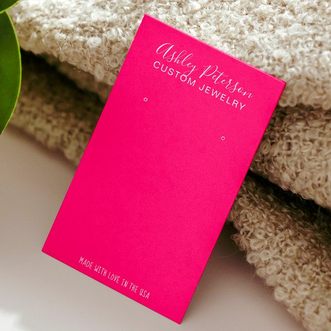Minimalist neon pink jewelry earring display business card (Minimalist neon pink jewelry earring display business card)