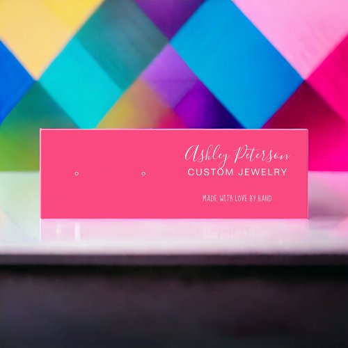 Minimalist neon pink jewelry earring display mini business card