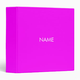 Minimalist neon pink magenta custom name monogram 3 ring binder
