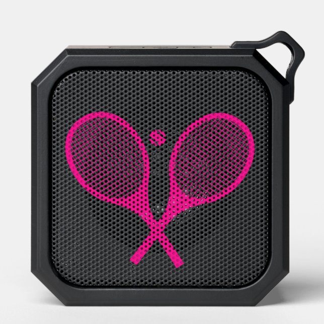 Minimalist Neon Pink Tennis Rackets Ball      Bluetooth Speaker (Front)