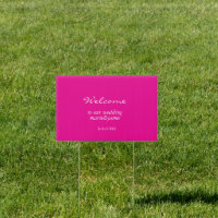 Minimalist Neon pink Wedding Welcome Yard