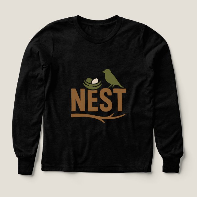Minimalist Nest Bird Nature Art Tri-Blend Shirts (Design Front)
