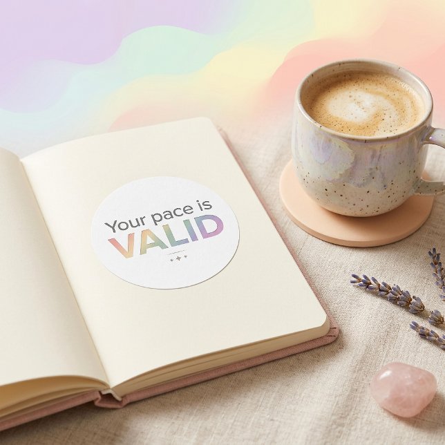 Minimalist Neurodivergent Affirmation Typography  Classic Round Sticker (Creator Uploaded)