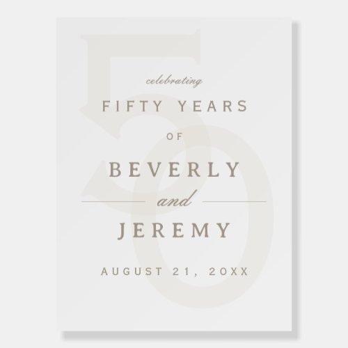 Minimalist Neutral 50th Wedding Anniversary Foam Board