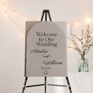 Minimalist Neutral Arch Wedding Welcome Sign