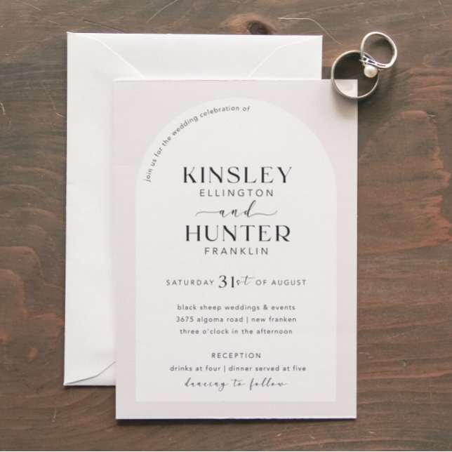 Minimalist Neutral Arches Wedding Invitation (Creator Uploaded)