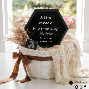 Minimalist Neutral basket pregnancy announcement 
