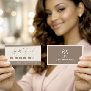 Minimalist Neutral Beige Beauty Loyalty Card 