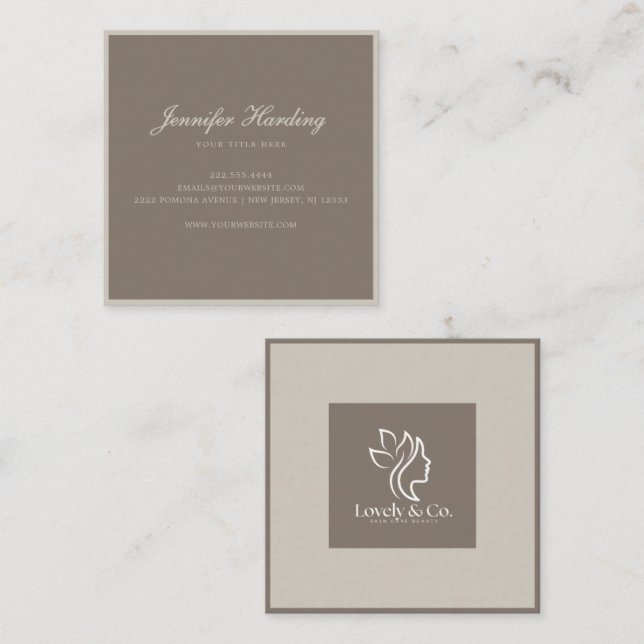 Minimalist Neutral Beige Beauty Square  Square Business Card (Front/Back)