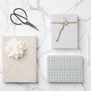 Minimalist Neutral Beige Gray Sage Green Abstract Wrapping Paper Sheets