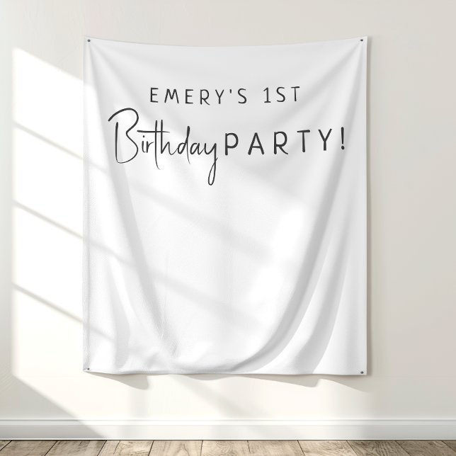 Minimalist Neutral Birthday Party Name Backdrop (Creator Uploaded)