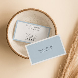 Minimalist Neutral Blue Modern Boho Trendy Unique Business Card