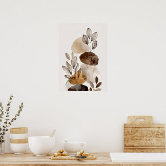 Minimalist Neutral Botanical Abstract Art Poster
