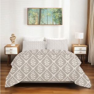 Minimalist Neutral Botanical Duvet Cover