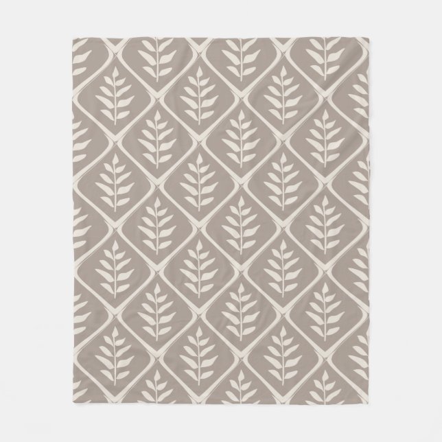 Minimalist Neutral Botanical Fleece Blanket (Front)