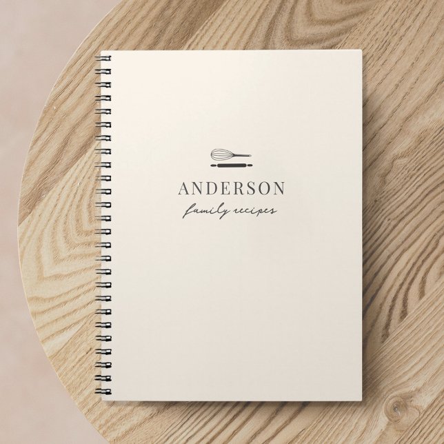 Minimalist Neutral Family Name Baking Recipe Notebook (Creator Uploaded)