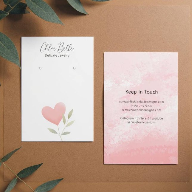 Minimalist Neutral Foliage Heart Pattern Card (Heart Foliage Pattern)