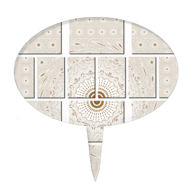 Minimalist Neutral Geometric Beige Tonal Design Cake Topper (Front)