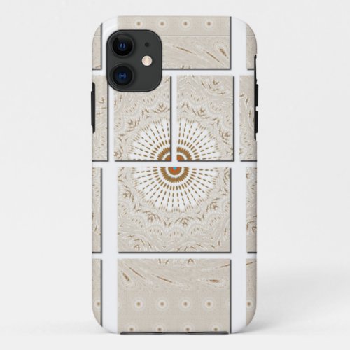 Minimalist Neutral Geometric Beige Tonal Design iPhone 11 Case