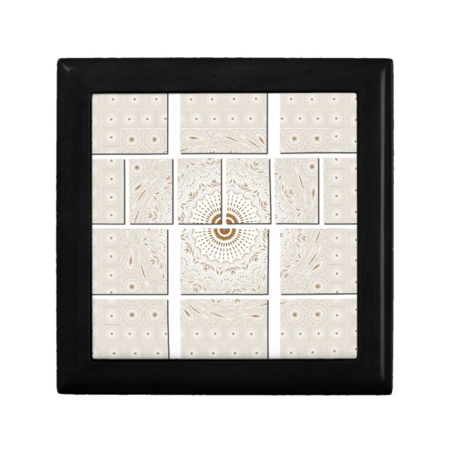 Minimalist Neutral Geometric Beige Tonal Design Keepsake Box (Front)