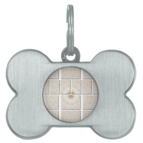 Minimalist Neutral Geometric Beige Tonal Design Pet ID Tag