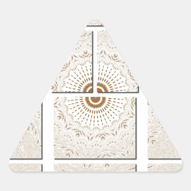 Minimalist Neutral Geometric Beige Tonal Design Triangle Sticker (Front)