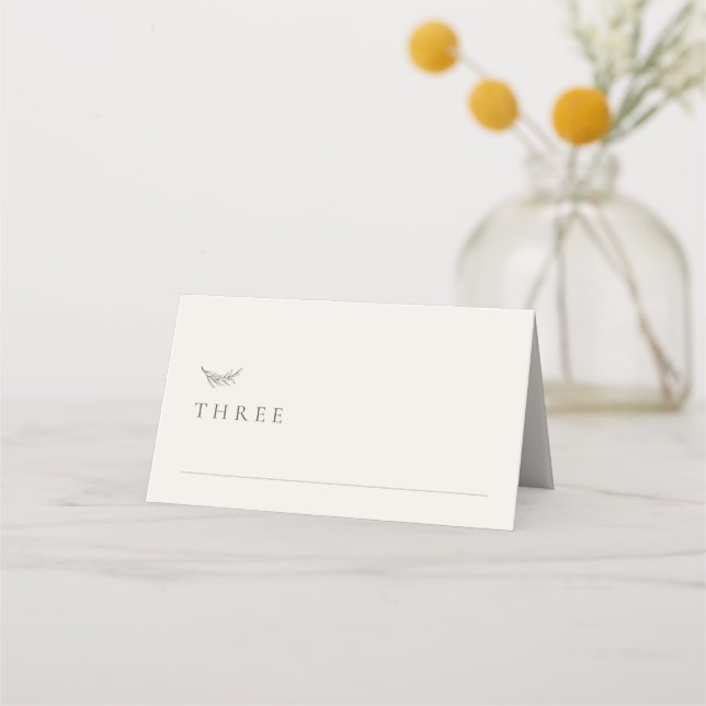 Minimalist Neutral Ivory Wedding Table Place Card (Front)