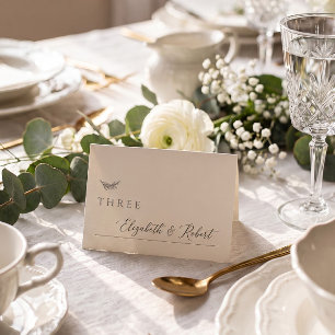 Minimalist Neutral Ivory Wedding Table Place Card