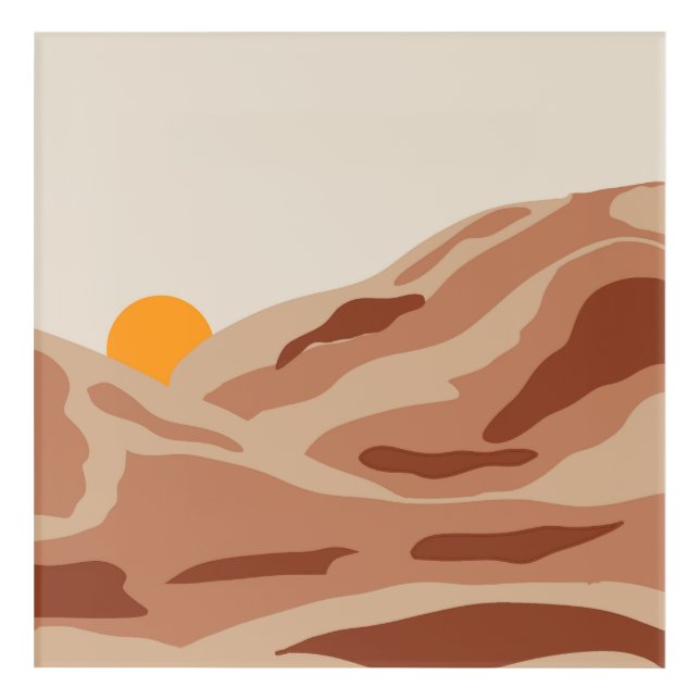 Minimalist Neutral Mountain Abstract Scenery Acrylic Print (Front)