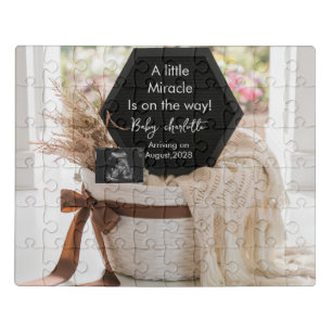 Minimalist Neutral pregnancy announcement keepsake Jigsaw Puzzle