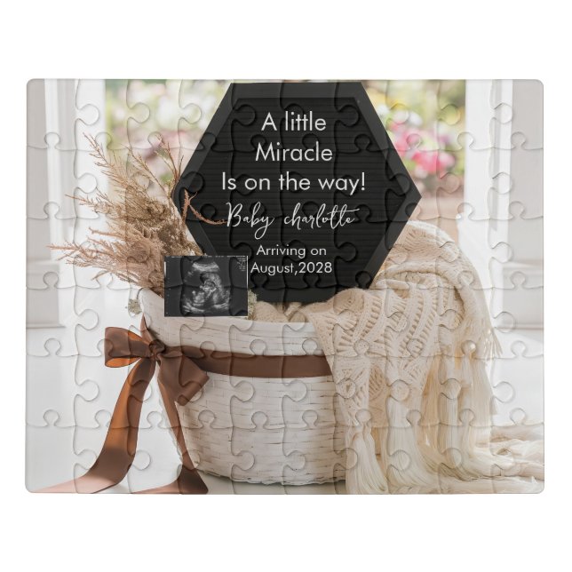 Minimalist Neutral pregnancy announcement keepsake Jigsaw Puzzle (Puzzle Horizontal)