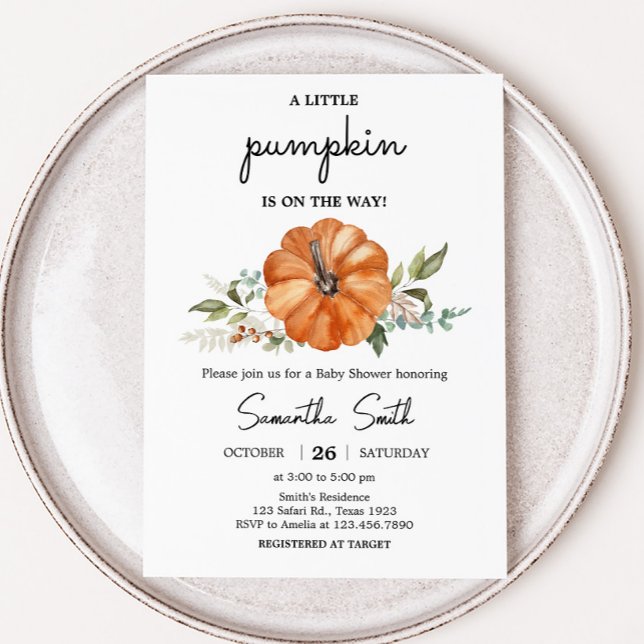 Minimalist Neutral Pumpkin Baby Shower Invitation (Neutral Pumpkin Baby Shower Invitation
)