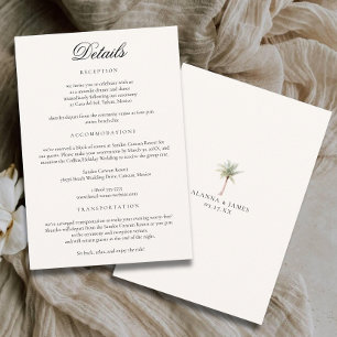 Minimalist Neutral Tropical Beach Wedding Details Enclosure Card