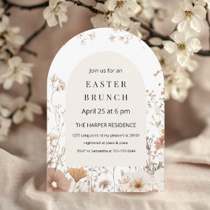 Minimalist Neutral Wildflower Easter Invitation
