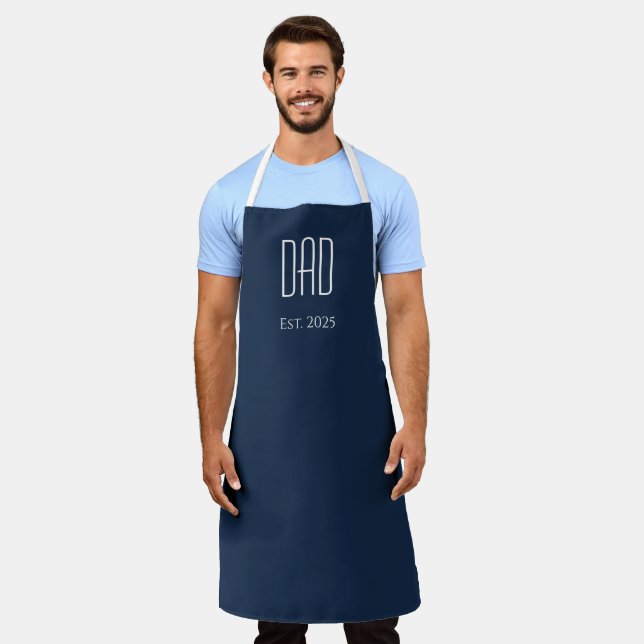 Minimalist New Dad Simple Typography Blue  Apron (Worn)