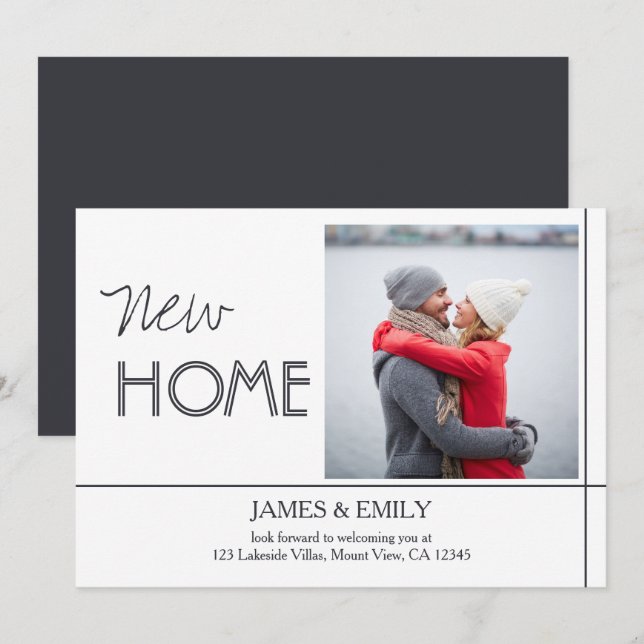 Minimalist New Home Photo Moving Announcement (Front/Back)
