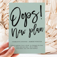 Minimalist new plan wedding green change the date