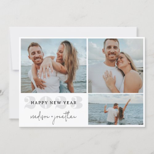 Minimalist New Year with Multi Photo Holiday Card