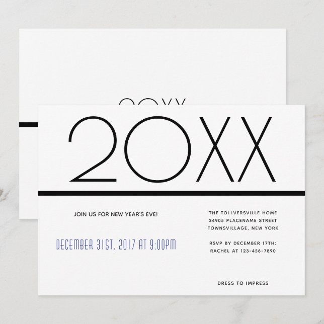 Minimalist New Years Celebration | Invitation (Front/Back)